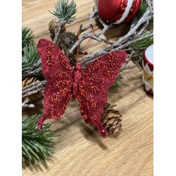 Sommerfugle i rd, grn og fuchsia str. L9 cm